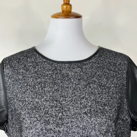 Talbots Wool Faux Leather Top Heathered Gray XL - Picture 5 of 9